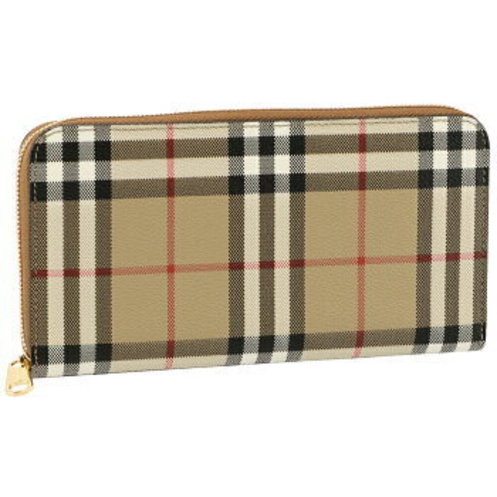 Burberry Check Long Wallet Round Zip closure